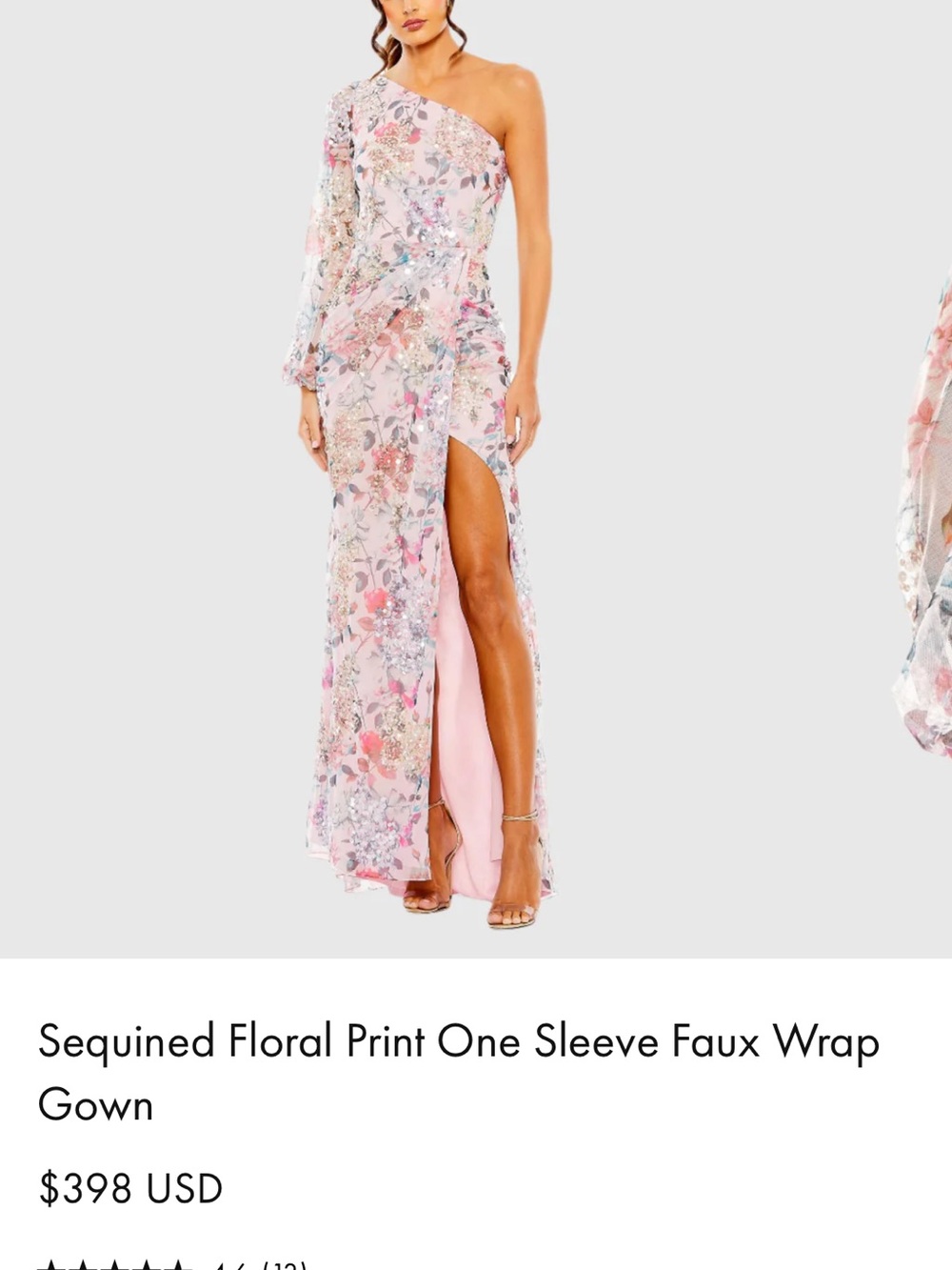 Mac Duggal Pink Sequined Floral One-Shoulder Gown